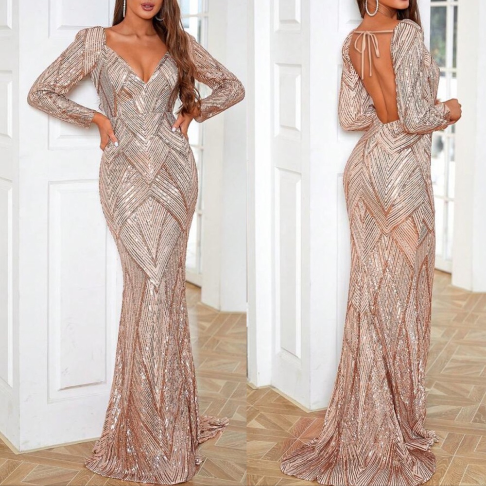 Luxe sweetheart neck mermaid hem party prom wedding sequins dress